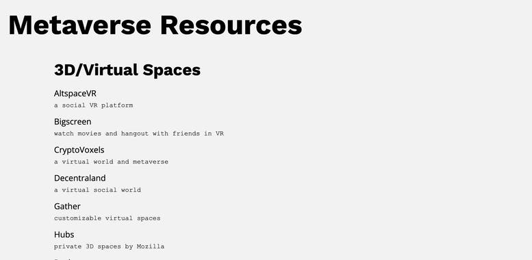 Metaverse Resources