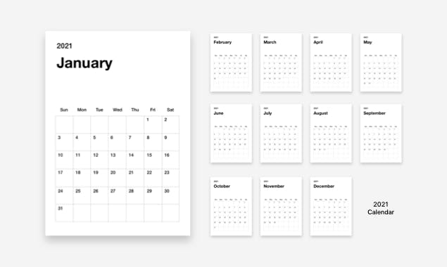 2021 Simple Calendar