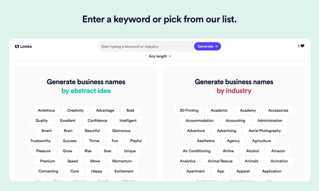 Business Name Generator by Looka