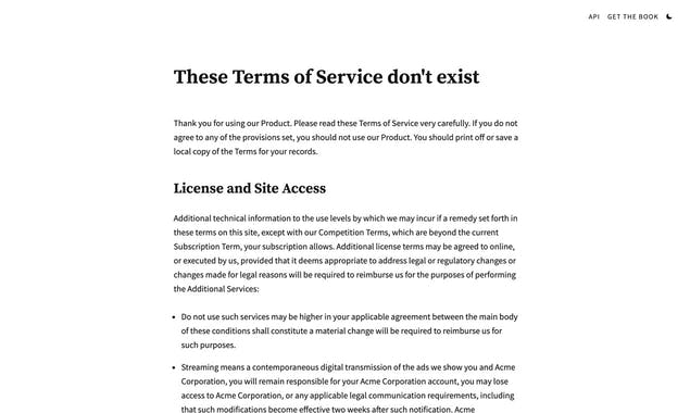 These Terms of Service don't exist