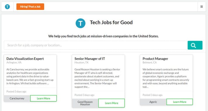 Tech Jobs for Good