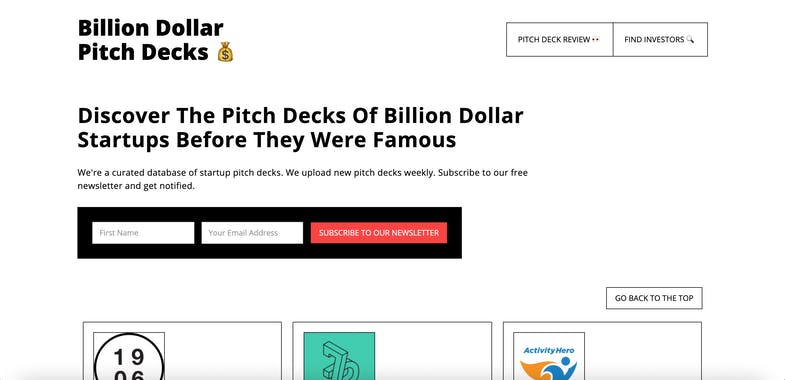 Billion Dollar Pitch Decks