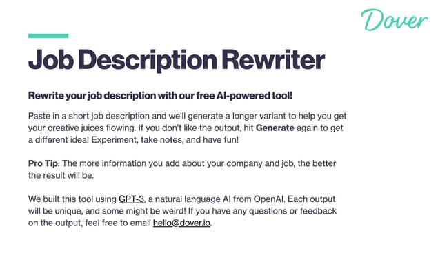 GPT-3 Job Description Rewriter by Dover