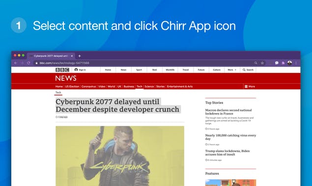 Chirr App browser extension