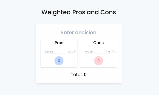 Weighted Pros and Cons