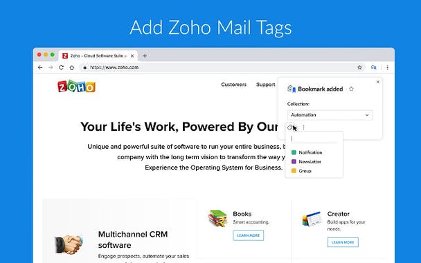 Zoho Mail Bookmarks