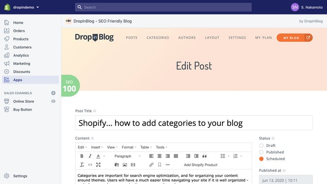 DropInBlog for Shopify