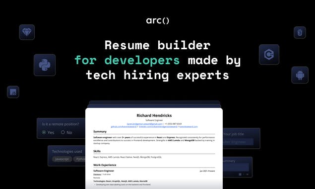 Resume Builder for Developers by Arc