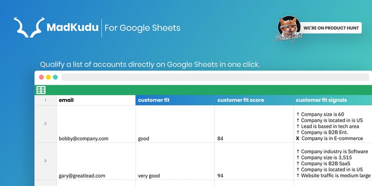 MadKudu for Google Sheets