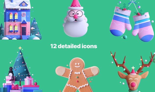 Free Christmas icons in 3D