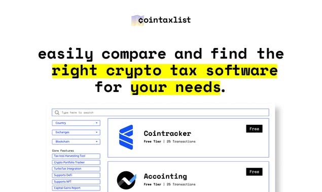 Crypto Tax Software Comparison Tool