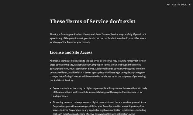 These Terms of Service don't exist