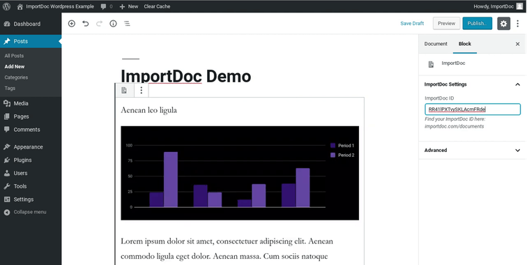 ImportDoc Block for WordPress