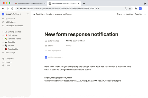 Send Gmail to Notion