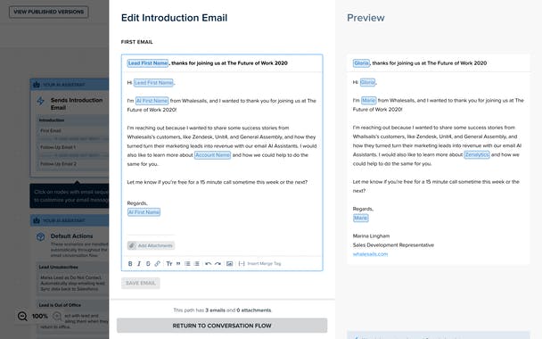 Saleswhale Email AI Conversation Flow