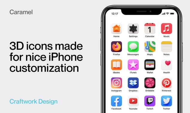 Caramel 3D icons for iOS 14