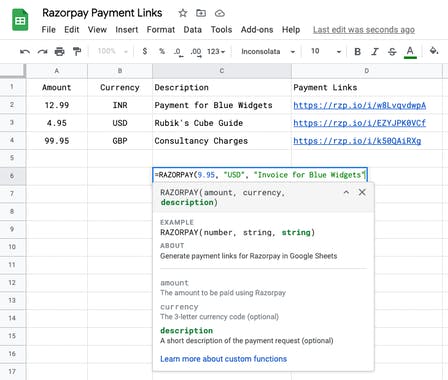 Razorpay Payments with Google Sheets