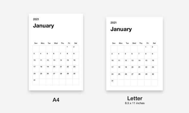 2021 Simple Calendar