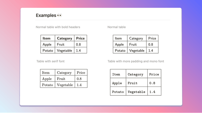 Notion Simple Table by HelpKit