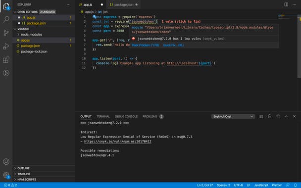 VulnCost for Visual Studio Code