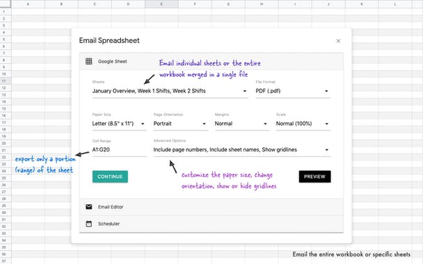 Email Google Spreadsheets