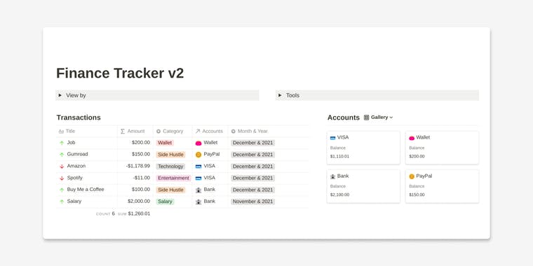 Notion Finance Tracker V2