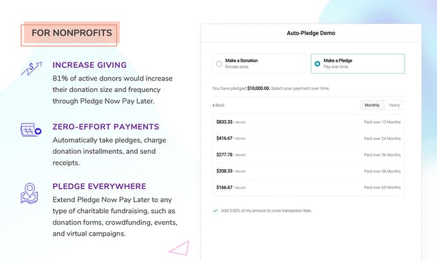 Pledge Now Pay Later by CauseVox