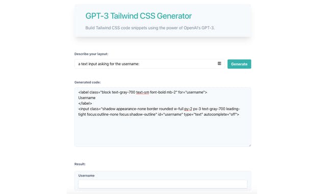 GPT-3 Tailwind CSS