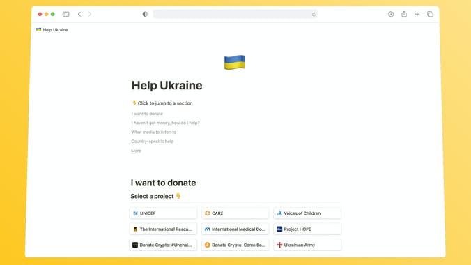 Help Ukraine | Crowdsourced List