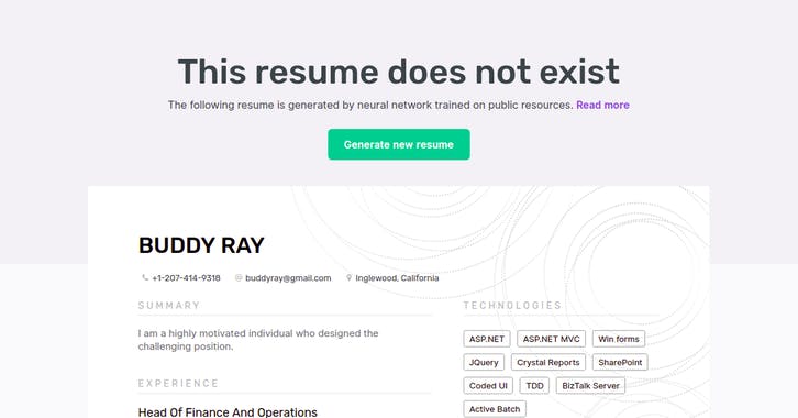 This Resume Does Not Exist