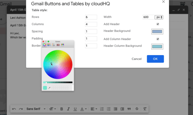 Gmail Tables