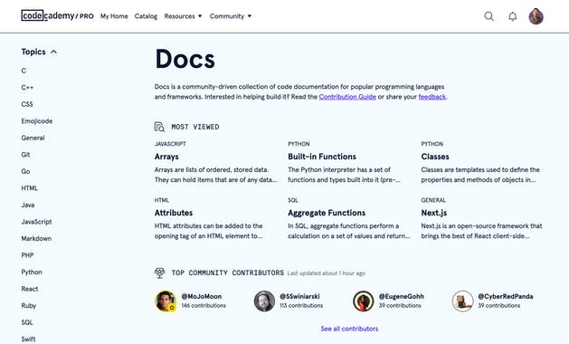 Codecademy Docs