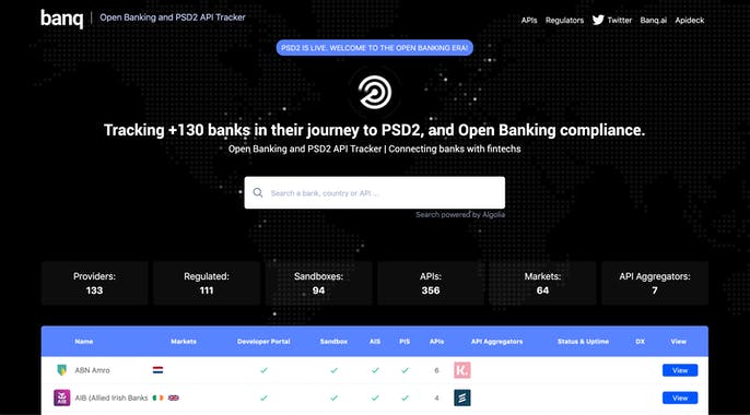 Open Banking API Tracker
