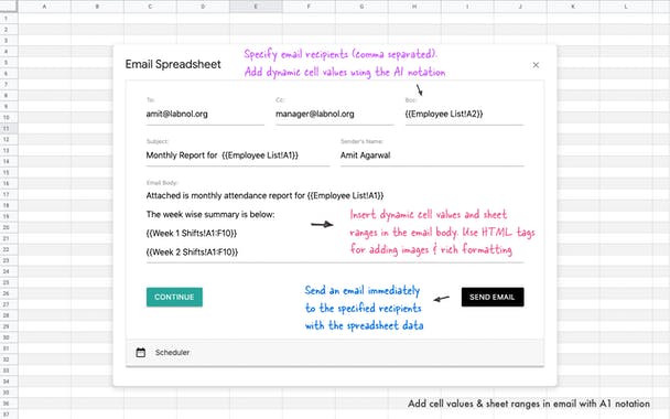 Email Google Spreadsheets