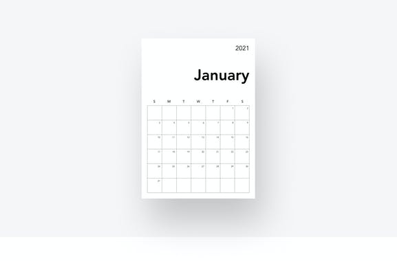 Minimal Calendar For 2021