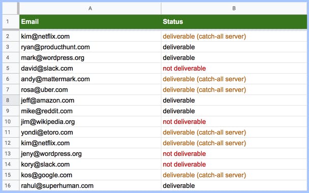 Email Verification in Google Sheets v2