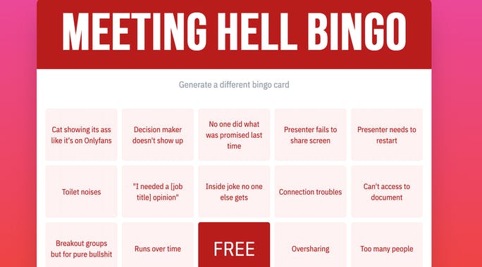 Meeting Hell Bingo