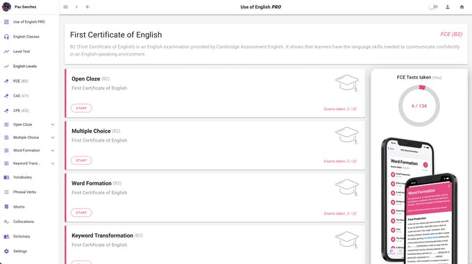Use of English PRO Web-App