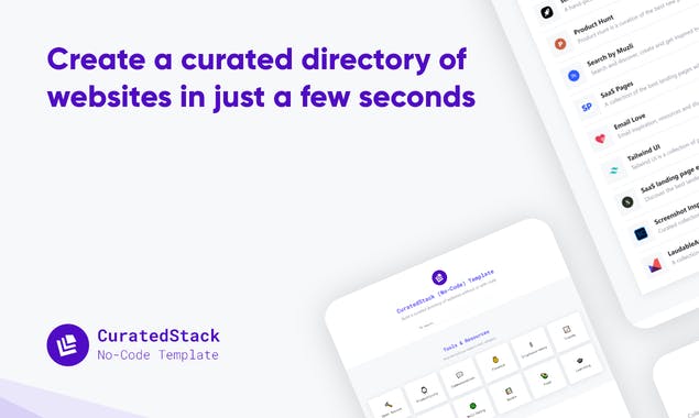 CuratedStack No-Code Template