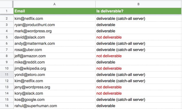 Email Verification in Google Sheets
