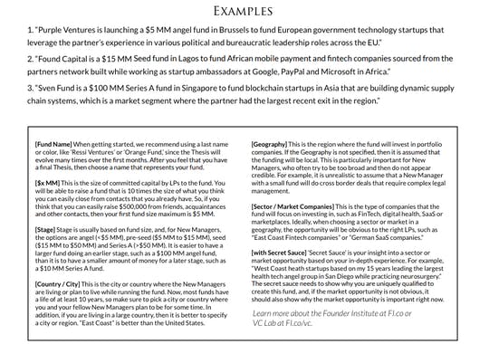 VC Firm Investment Thesis Worksheet