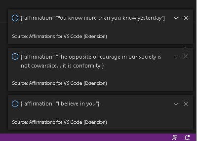 Affirmations for VS Code