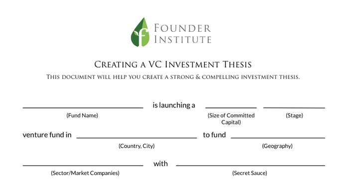 VC Firm Investment Thesis Worksheet