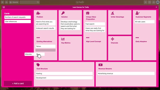 Lean Canvas Power-Up for Trello
