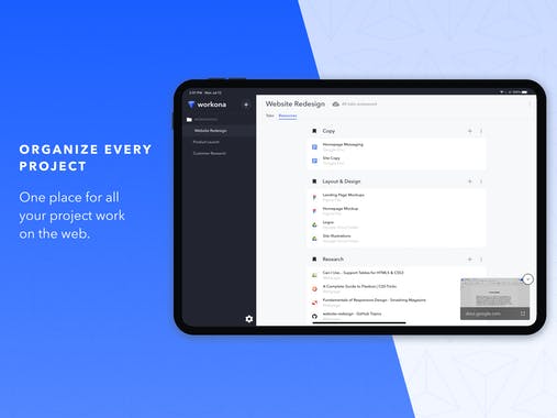 Workona Browser for iPad