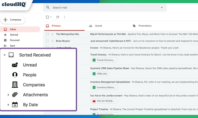 Sort Gmail Inbox by cloudHQ