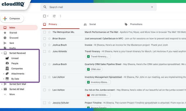 Sort Gmail Inbox by cloudHQ