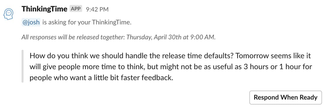 ThinkingTime for Slack