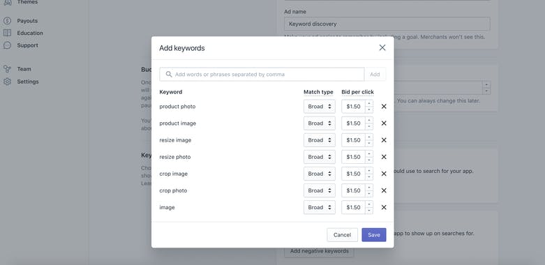 Search Ads on Shopify App Store