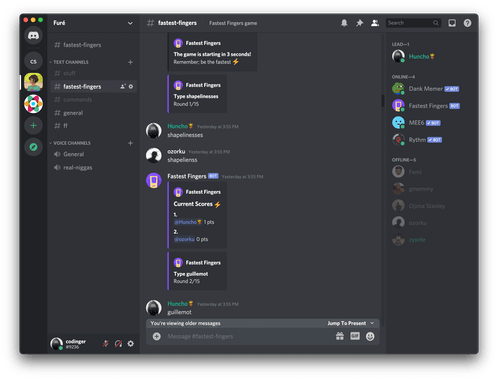 Fastest Fingers for Slack and Discord